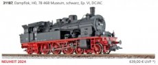 31187 Voie HO, Locomotive à vapeur, 78 468 Museum, noire, VI, DC/AC.
