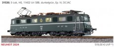 31530 Track HO, Electric locomotive, 11402 Uri SBB, dark green, IV, DC/AC.