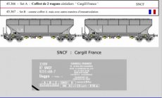 45.367 45.367 Track HO, SNCF, Set B, 2 grain wagons 'Cargill France', with other registration numbers.