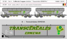 45.368 45.368 Track HO, NMBS, Set A, 2 grain wagons 'Transcéréales ERMEWA'.