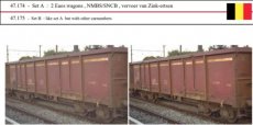 47.175 47.175 Track HO, NMBS, Set B, 2x Eaos wagon, transport of zinc ores. Other wagon numbers.