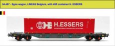 54.407 Voie HO, LINEAS Belgique, wagon Sgns, avec conteneur 45 pieds H. ESSERS.