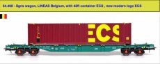 54.408 Voie HO, LINEAS Belgique, wagon Sgns, avec conteneur 45 pieds ECS.