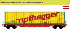 54.414 Voie HO, A-OBB, wagon Sgns, avec boîte d'échange Nothegger.at.