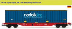 54.415 Voie HO, DB, wagon Sgns, avec boîte d'échange Norfolk Line.
