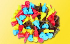 6831 Connector assortment, 40 pieces sorted in red, yellow, blue, brown.