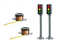 161656 2 LED Traffic lights with Stop sections HO.