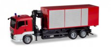 013406 013406  Minikit: bouwpakket brandweerwagen MAN TGS L roll-off dump truck met kraan.
