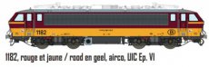 12093 NMBS 1182, red and yellow, air conditioning, UIC Ep. VI, Dc analog.