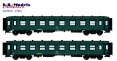 42115 42115 SNCB Chariots Type I2 - Ensemble composé de deux chariots I2 B11. Peut être utilisé jusqu'à la fin de l'ère IV (avant 1990).