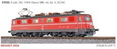 31533 31533 Spoor HO, Elektrische locomotief, 11416 Glarus SBB, rood, V, DC/AC.