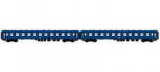 42085 Spoor HO, NMBS, set met 2, I5 Bc blauwe rijtuigen met lichtblauwe deuren, TpIV.