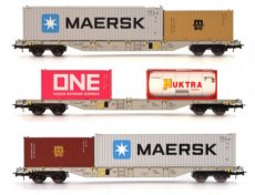 54.300 54.300 Coffret de 3 wagons porte-conteneurs Maersk - MSC.