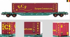 54.402 54.402 LINEAS Belgique , wagon Sgns avec conteneur ECS Zeebrugge de 45 pieds chargé avec un conteneur ECS, version VENT.