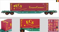 54.403 54.403 LINEAS Belgien, Sgns-Wagen mit 45-Fuß-Container ECS Zeebrugge beladen mit ECS-Container, version BULK.