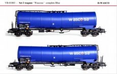 81083 Spur HO, D-WASCO, Set mit 2 Wagen "Wascosa complete Blue".